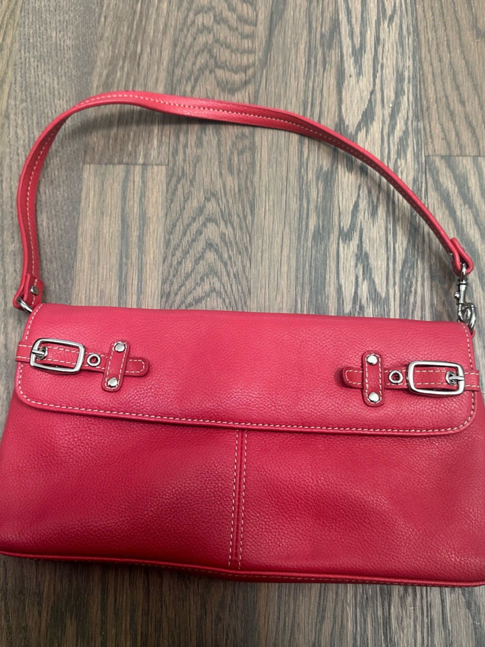 Leather Shoulder Bag pinkish red color EUC - Women